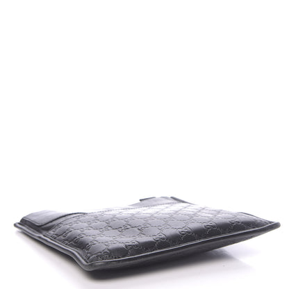 Gucci Guccissima Medium Flat Messenger Bag Black 4 of 14