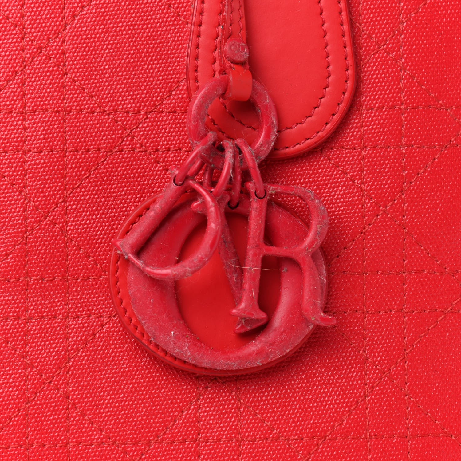 Christian Dior Coated Canvas Cannage Panarea Shopping Tote Red 5 of 5