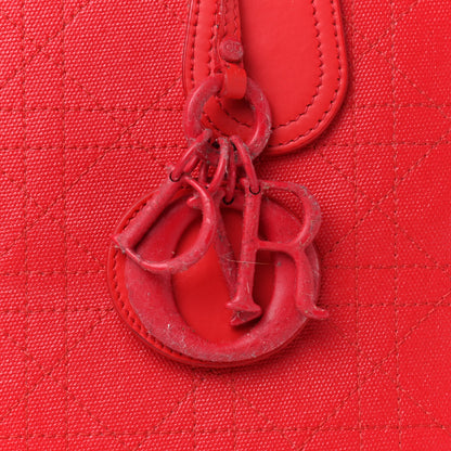 Christian Dior Coated Canvas Cannage Panarea Shopping Tote Red 5 of 5