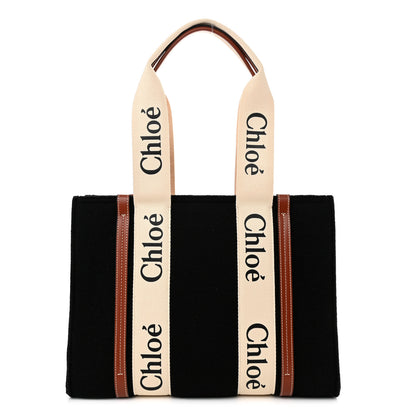 Chloe Felt Calfskin Medium Woody Ribbon Tote Black 1 of 10