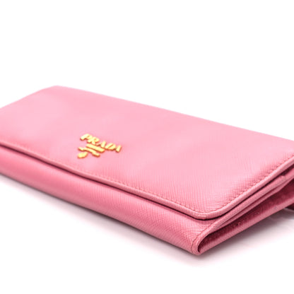 Prada Saffiano Metal Continental Flap Wallet Begonia 8 of 8