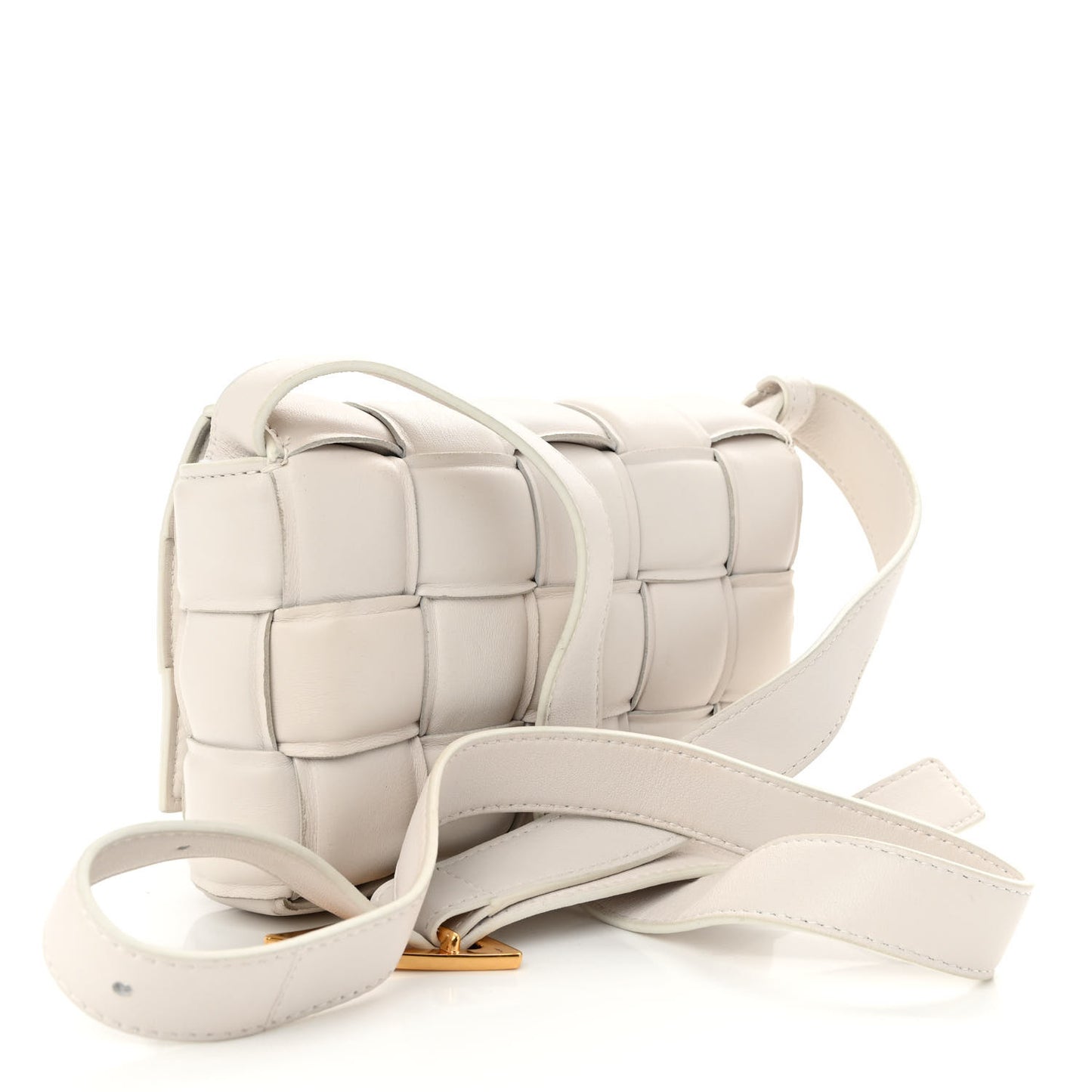 Nappa Maxi Intrecciato Small Padded Cassette Crossbody Bag Chalk