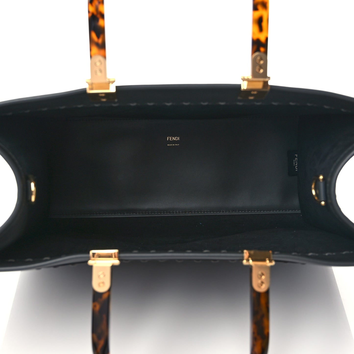Vitello King Plexiglass Elaphe Python Print Logo Medium Fendi Sunshine Shopper Tote Dark Asphalt
