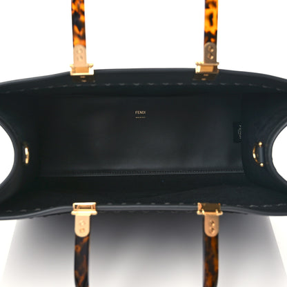 Fendi Vitello King Plexiglass Elaphe Python Print Logo Medium Fendi Sunshine Shopper Tote Dark Asphalt 3 of 7