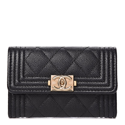 Chanel Caviar Quilted Boy Flap Card Holder Black 1 of 8