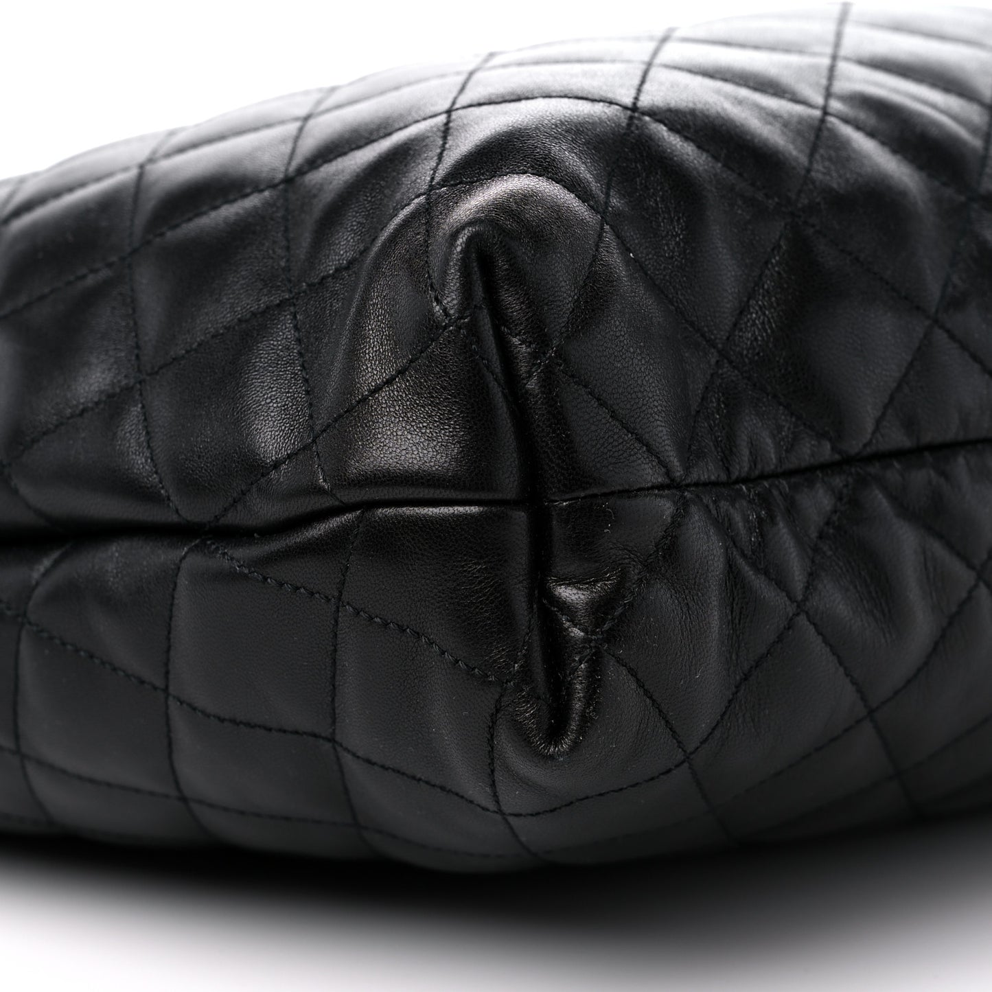 Lambskin Quilted Maxi Icare Shopping Tote Black