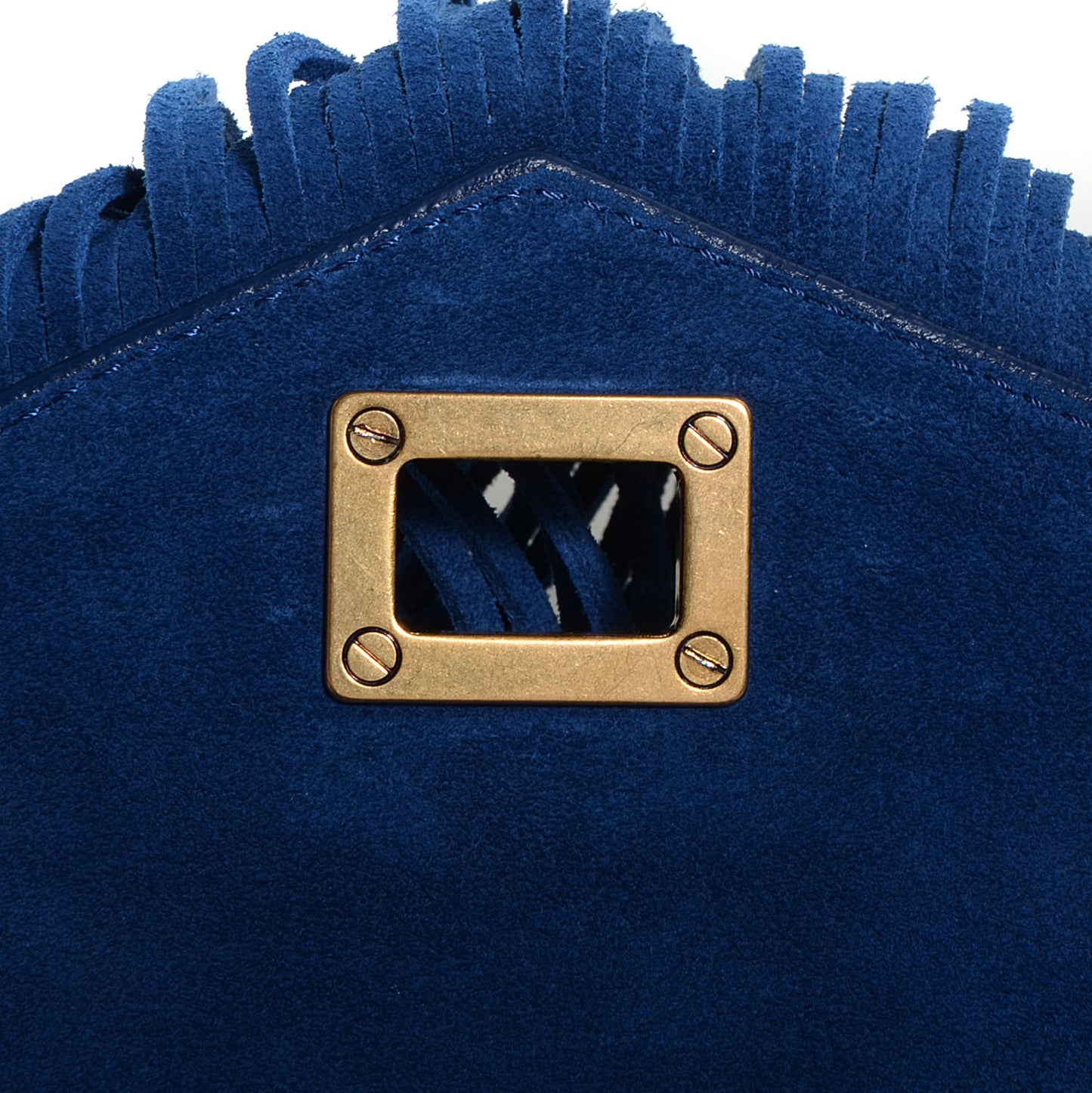 Suede Fringed PS1 Crossbody Pouch Cadet Blue