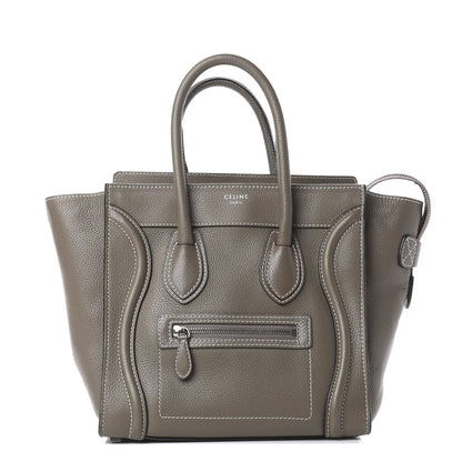 Celine Drummed Calfskin Micro Luggage Souris 1 of 9