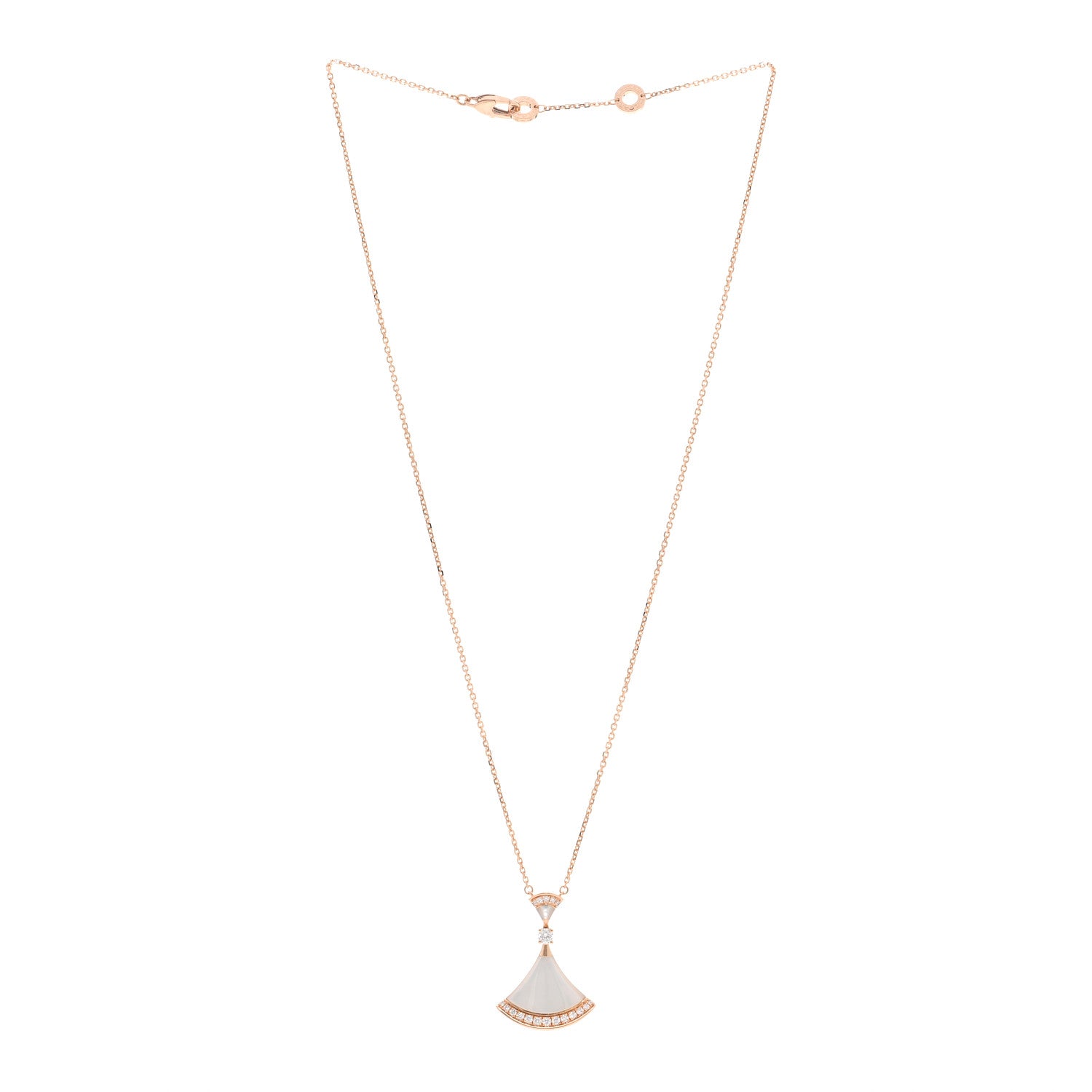 Bulgari 18K Rose Gold Diamond Large Mother of Pearl Divas' Dream Pendant Necklace 3 of 5