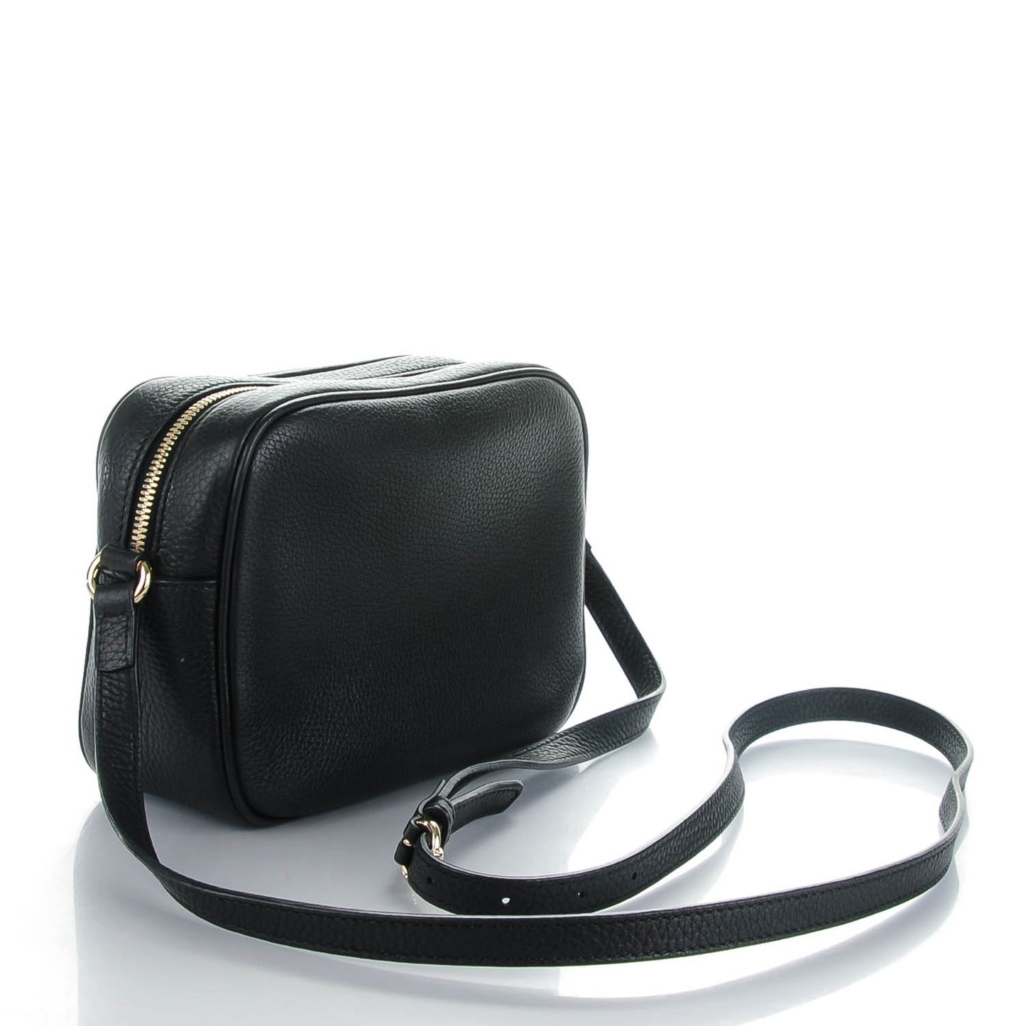 Pebbled Calfskin Small Soho Disco Bag Black