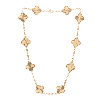 Van Cleef & Arpels 18K Yellow Gold 10 Motifs Guilloche Vintage Alhambra Necklace 2 of 4