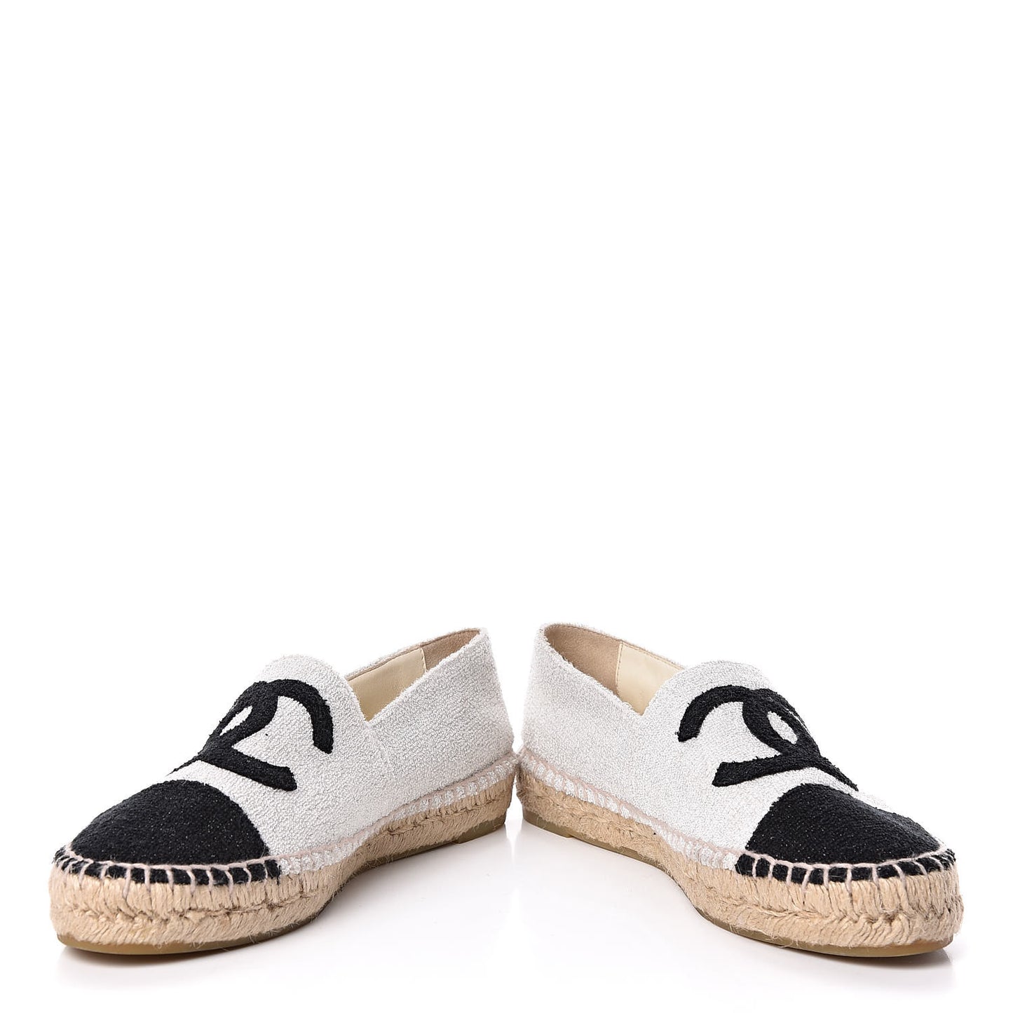 Terry Cloth CC Espadrilles 39 Silver Black