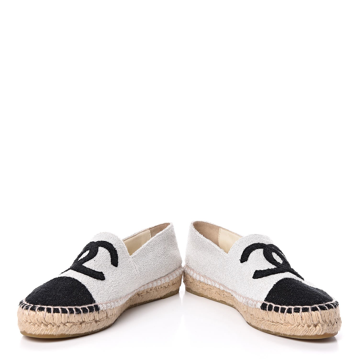 Chanel Terry Cloth CC Espadrilles 39 Silver Black 9 of 10
