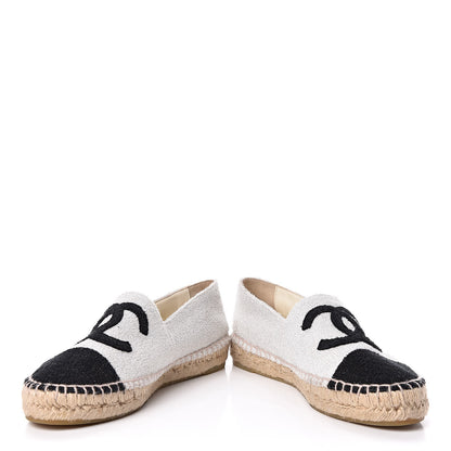 Chanel Terry Cloth CC Espadrilles 39 Silver Black 9 of 10