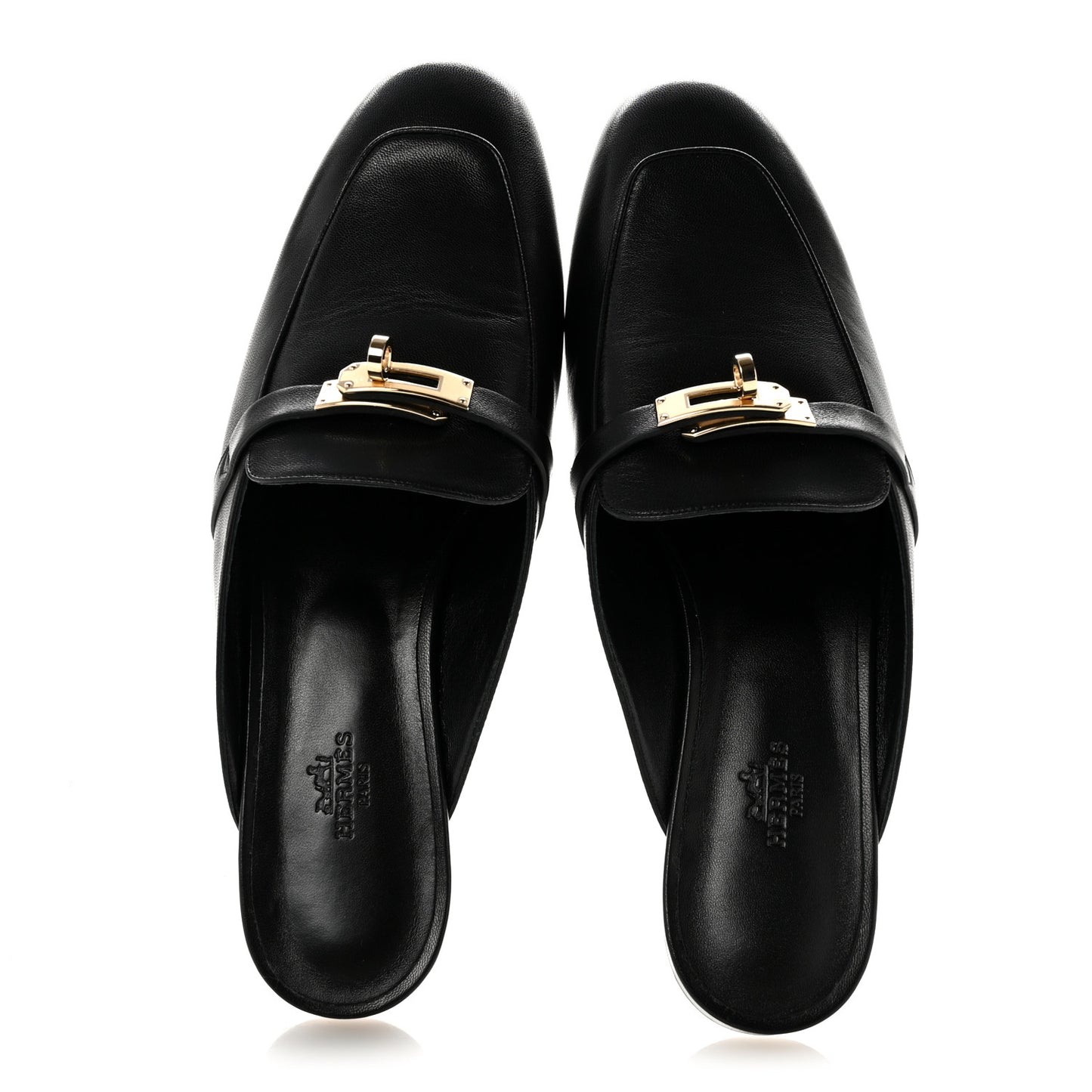 Glazed Calfskin Oz Mules 41 Black