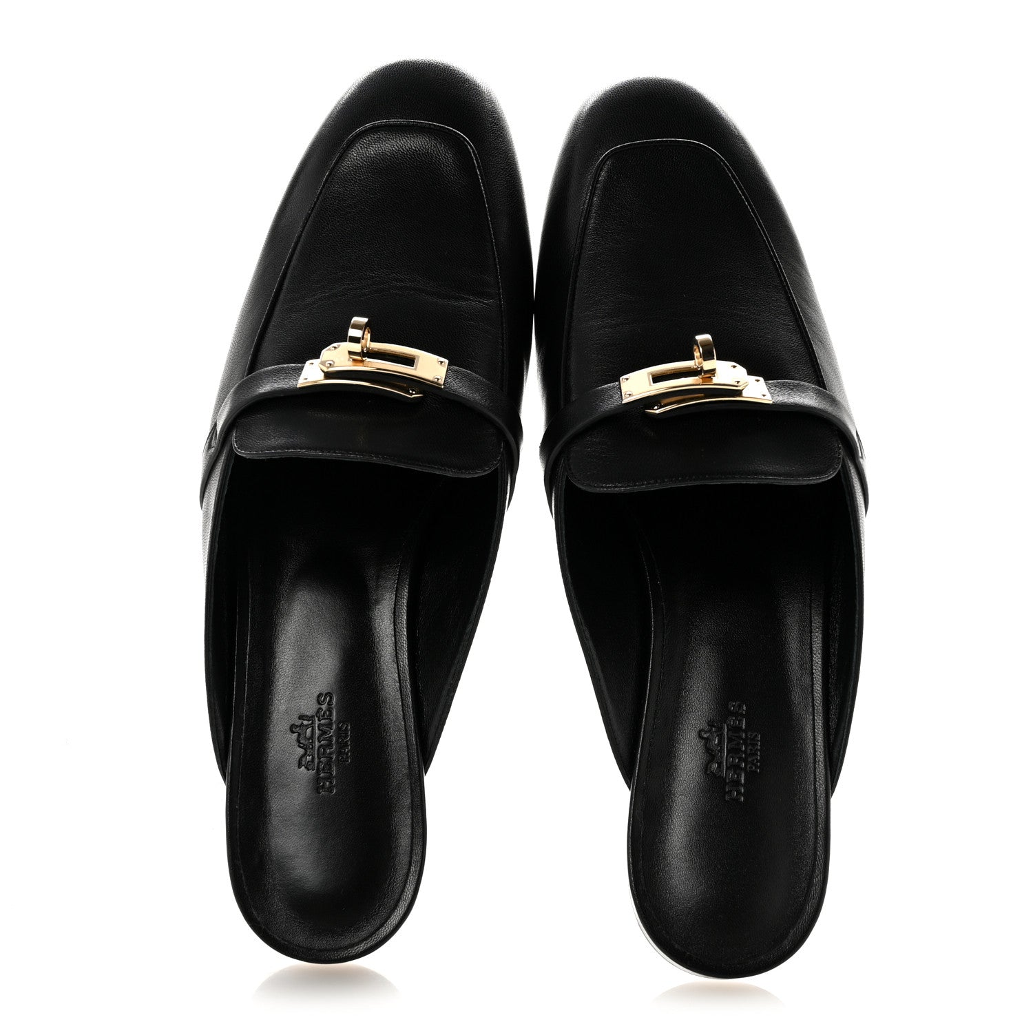 Hermes Glazed Calfskin Oz Mules 41 Black 2 of 10
