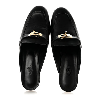 Hermes Glazed Calfskin Oz Mules 41 Black 2 of 10