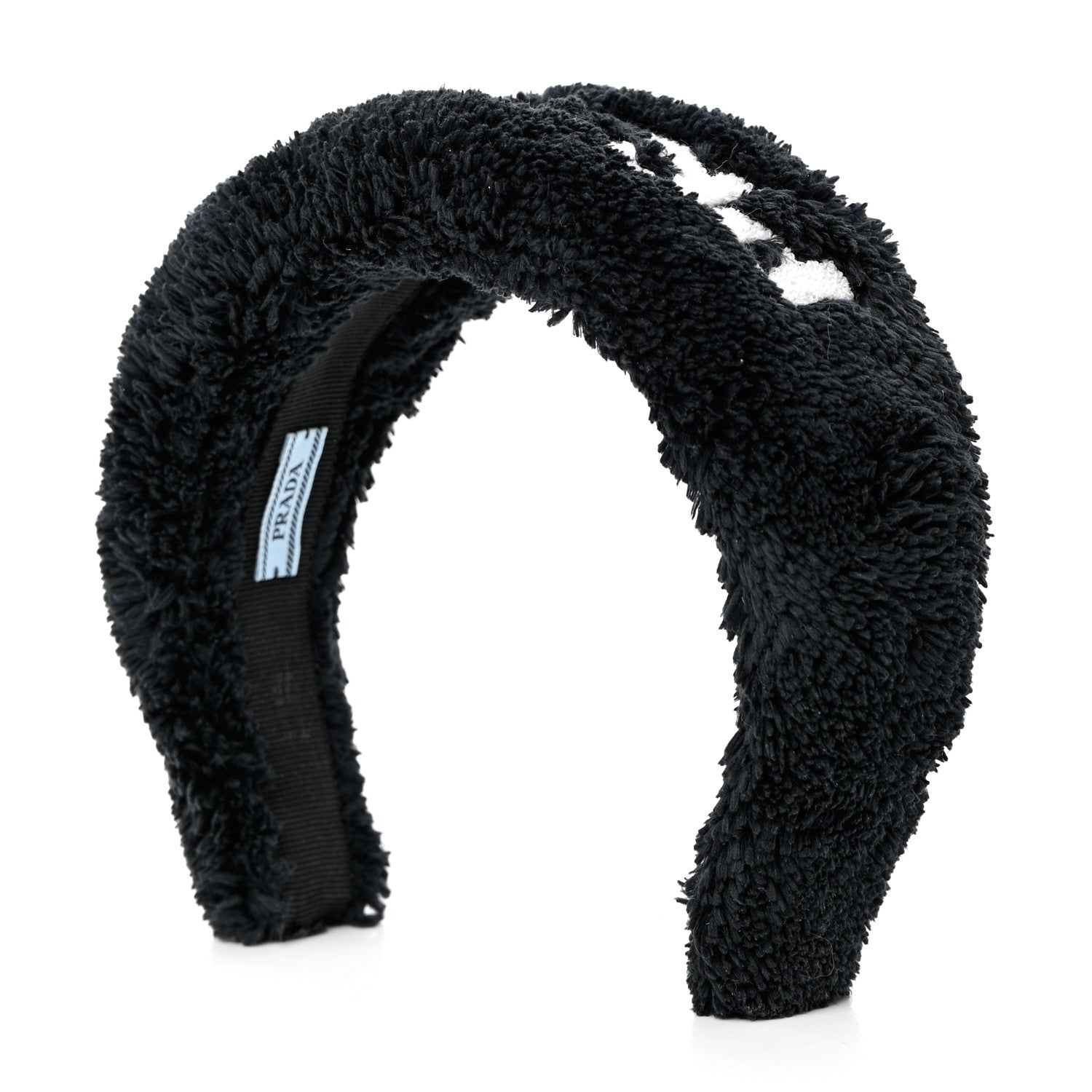 Prada Terrycloth Logo Headband Black White 3 of 7