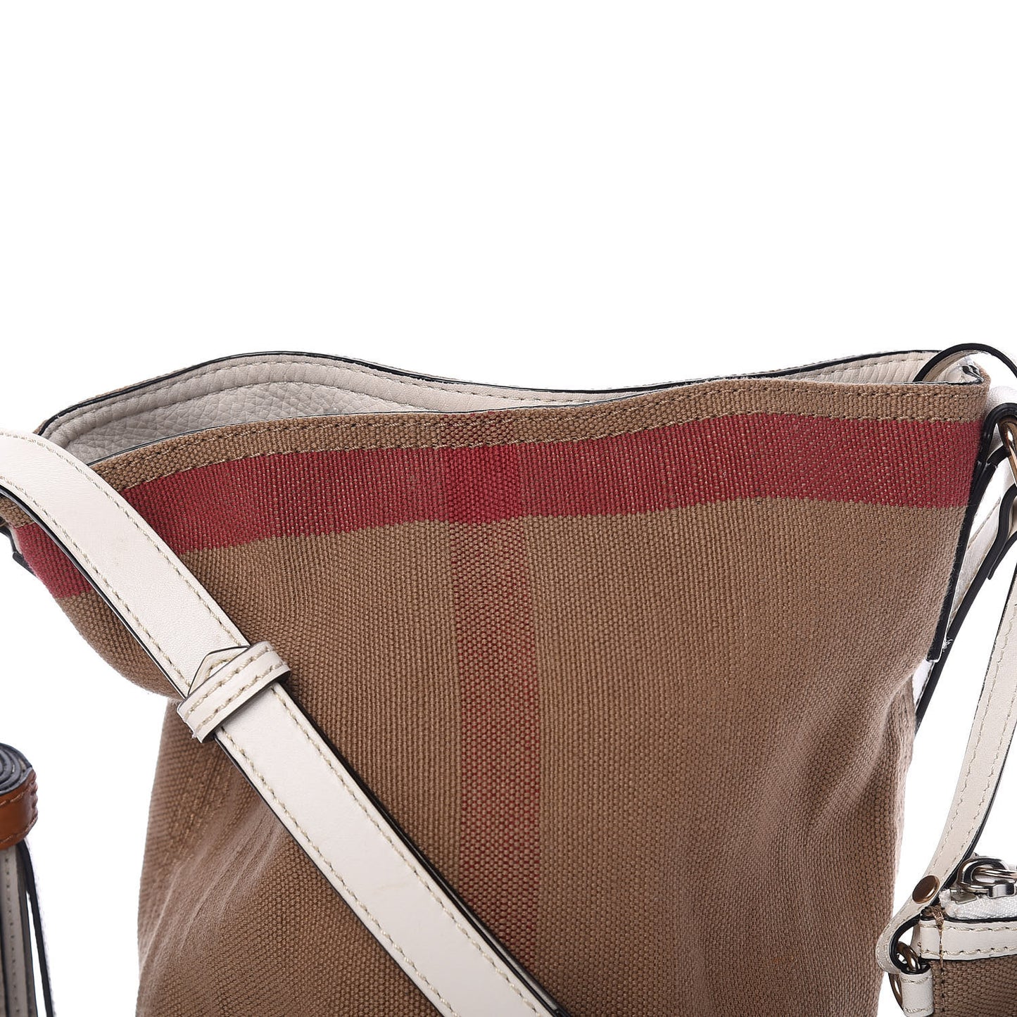 Canvas Mega Check Medium Ashby Tassel Crossbody White