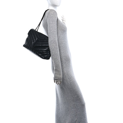 Saint Laurent Calfskin Y Quilted Monogram Monochrome Medium Loulou Chain Satchel Black 3 of 10