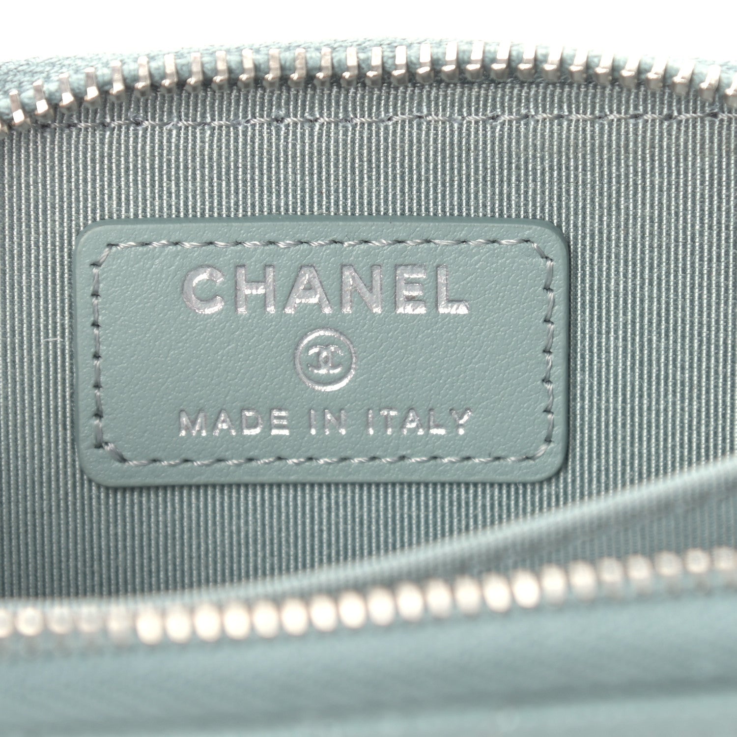 Chanel Caviar Quilted Zip Card Holder Light Blue 6 of 9