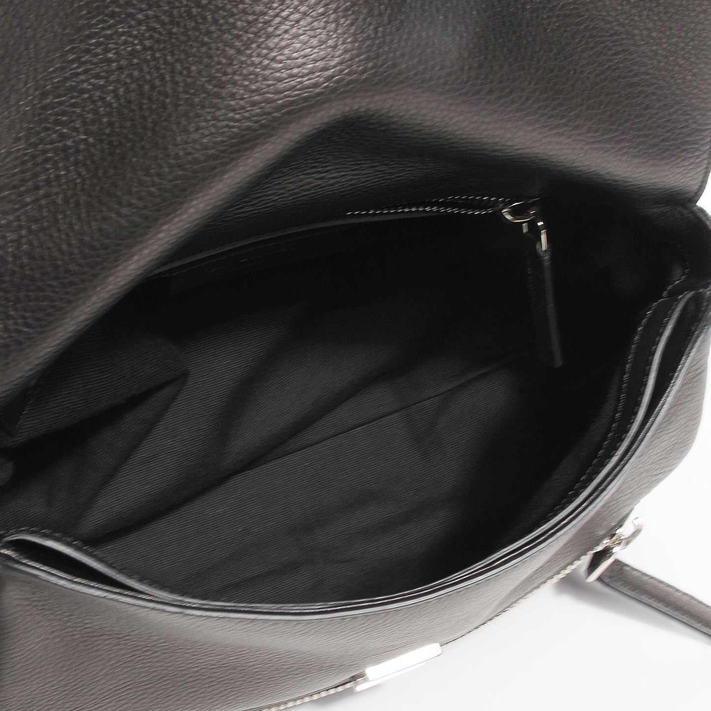 Textured Calfskin Small Pandora Pure Flap Bag Black