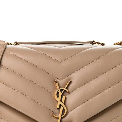 Saint Laurent Calfskin Y Quilted Monogram Medium Loulou Chain Satchel Dark Beige 8 of 10