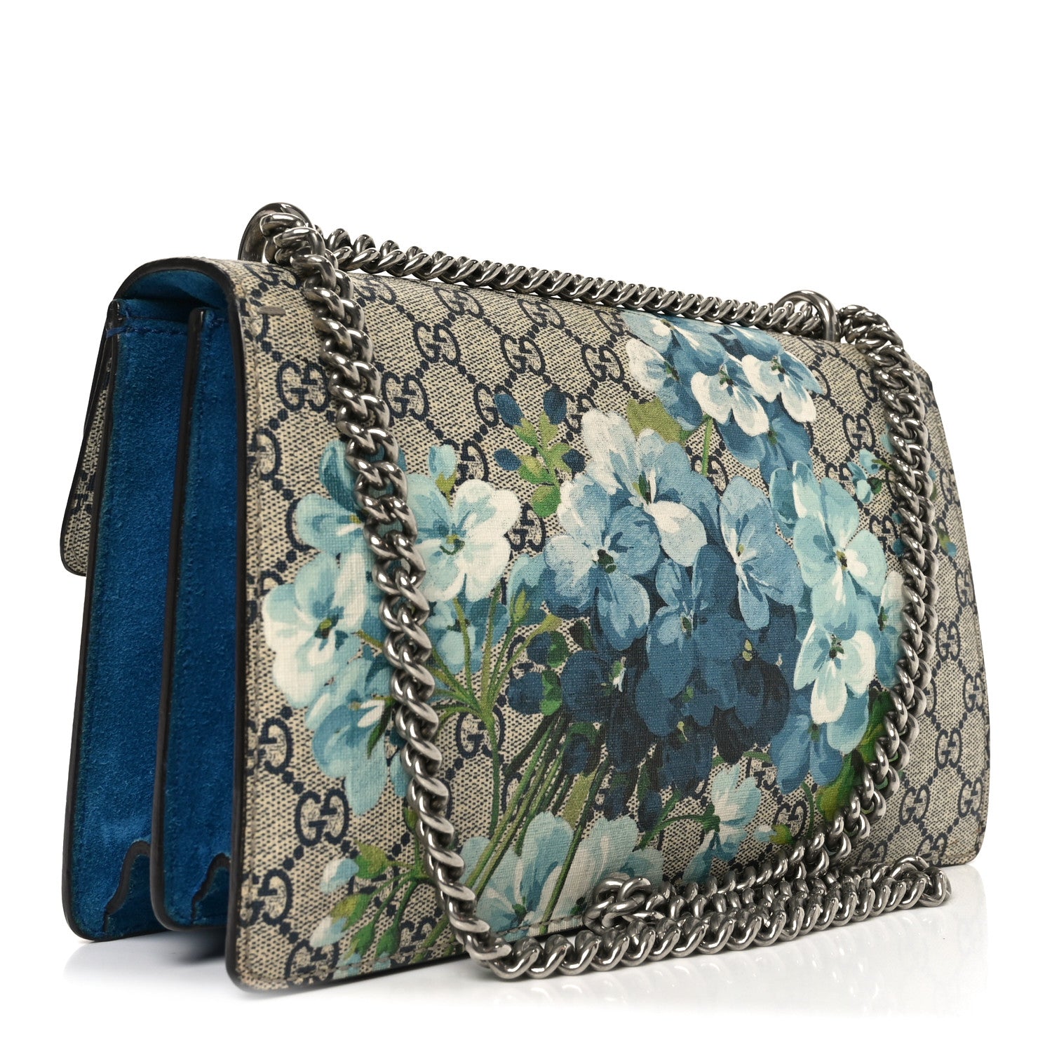 Gucci GG Supreme Monogram Blooms Small Dionysus Shoulder Bag Beige Navy Vintage Blue 3 of 10