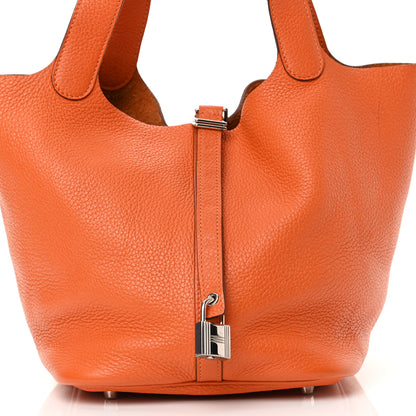 Hermes Taurillon Clemence Picotin Lock 22 MM Orange 8 of 15