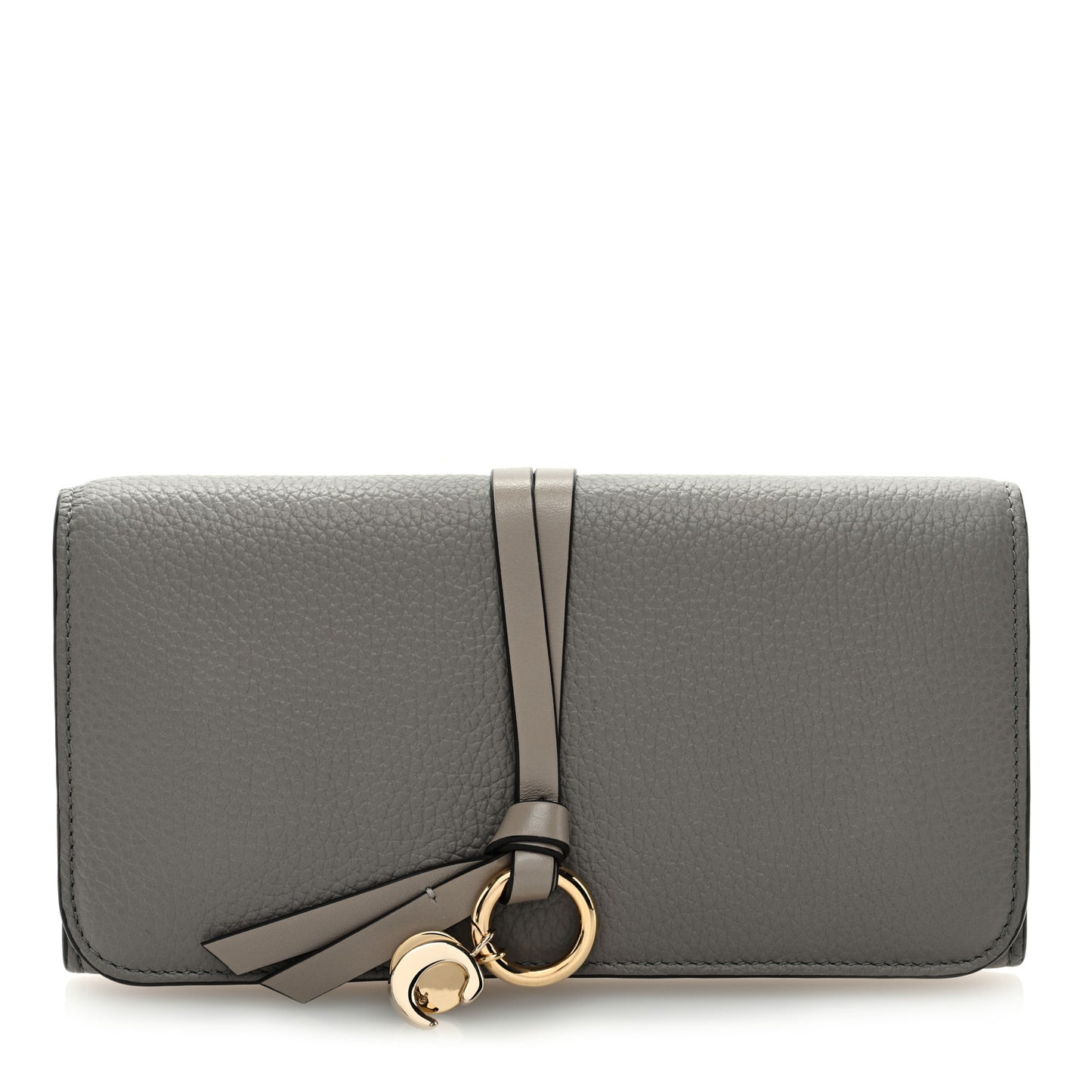 Calfskin Alphabet Long Wallet Cashmere Grey