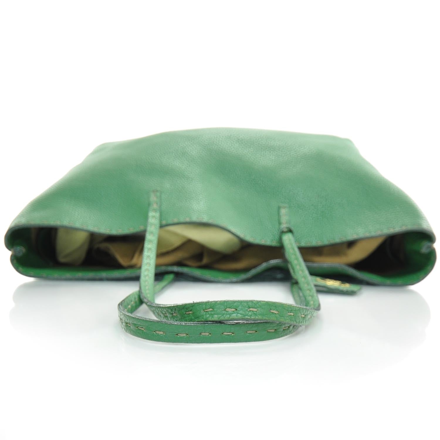 Fendi Calfskin Romano Selleria Shopping Tote Emerald Green 5 of 11
