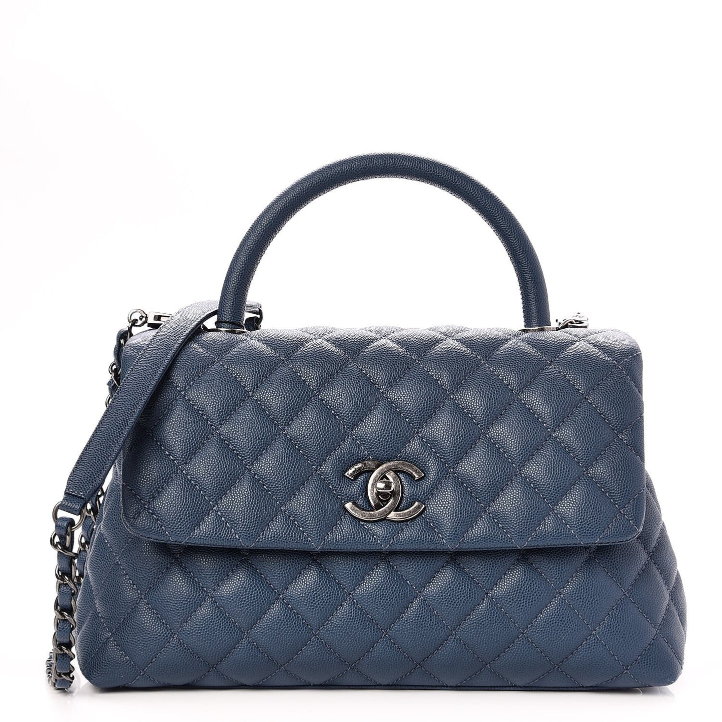 Caviar Quilted Small Coco Handle Flap Blue