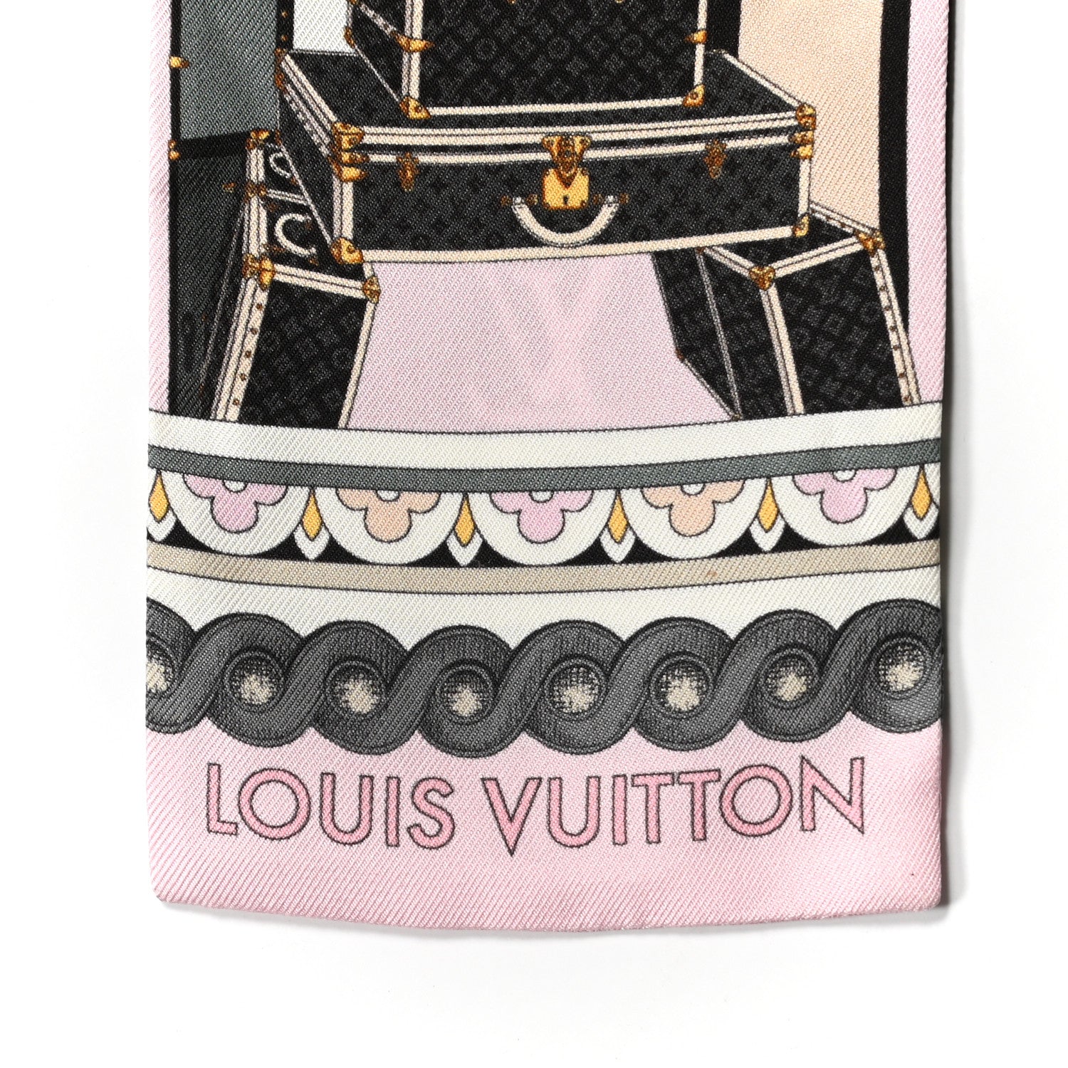Louis Vuitton Silk Monogram Around The World Bandeau Black Pink 2 of 3