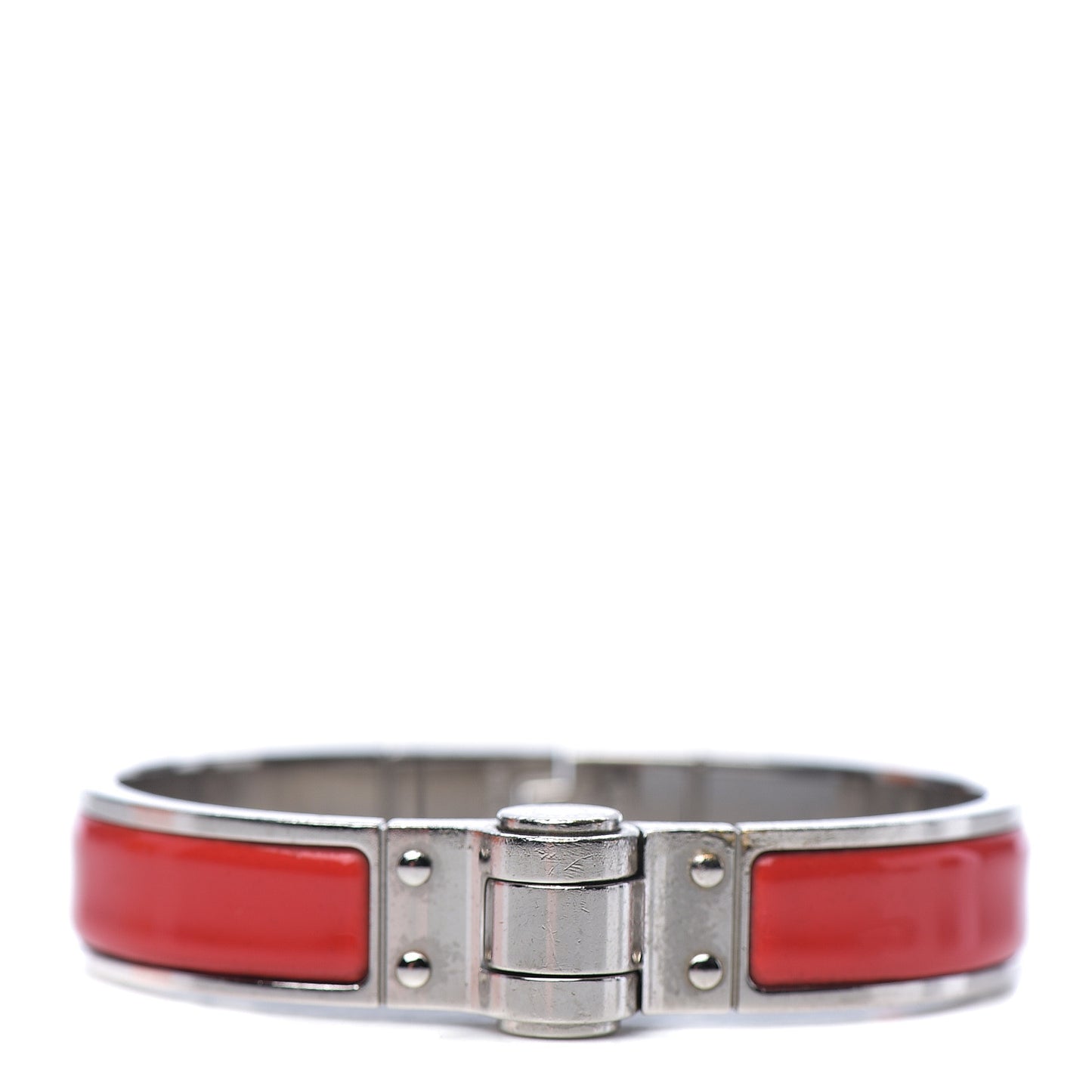 Enamel Charniere Uni Narrow Hinged Bracelet M Rouge Amarante