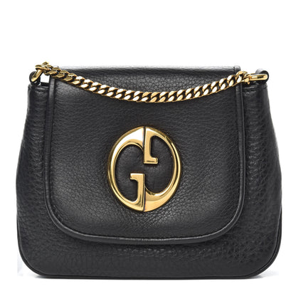 Gucci Pebbled Calfskin Small 1973 Chain Shoulder Bag Black 1 of 9