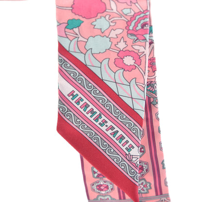 Hermes Silk Tapis Persans Twilly Rose Vert De Eau Creme 5 of 5