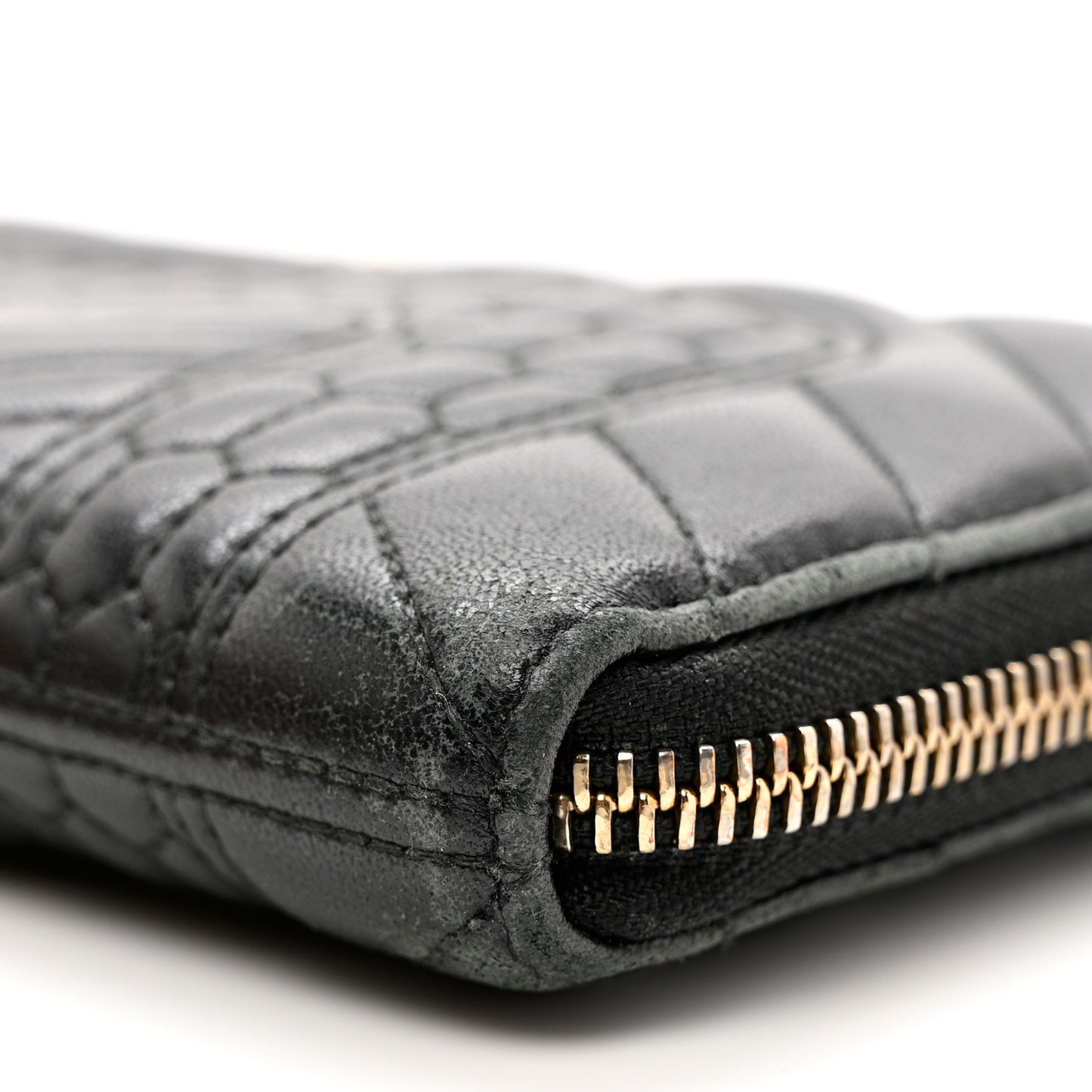 Calfskin Quilted Serpenti Zip Around Wallet Black