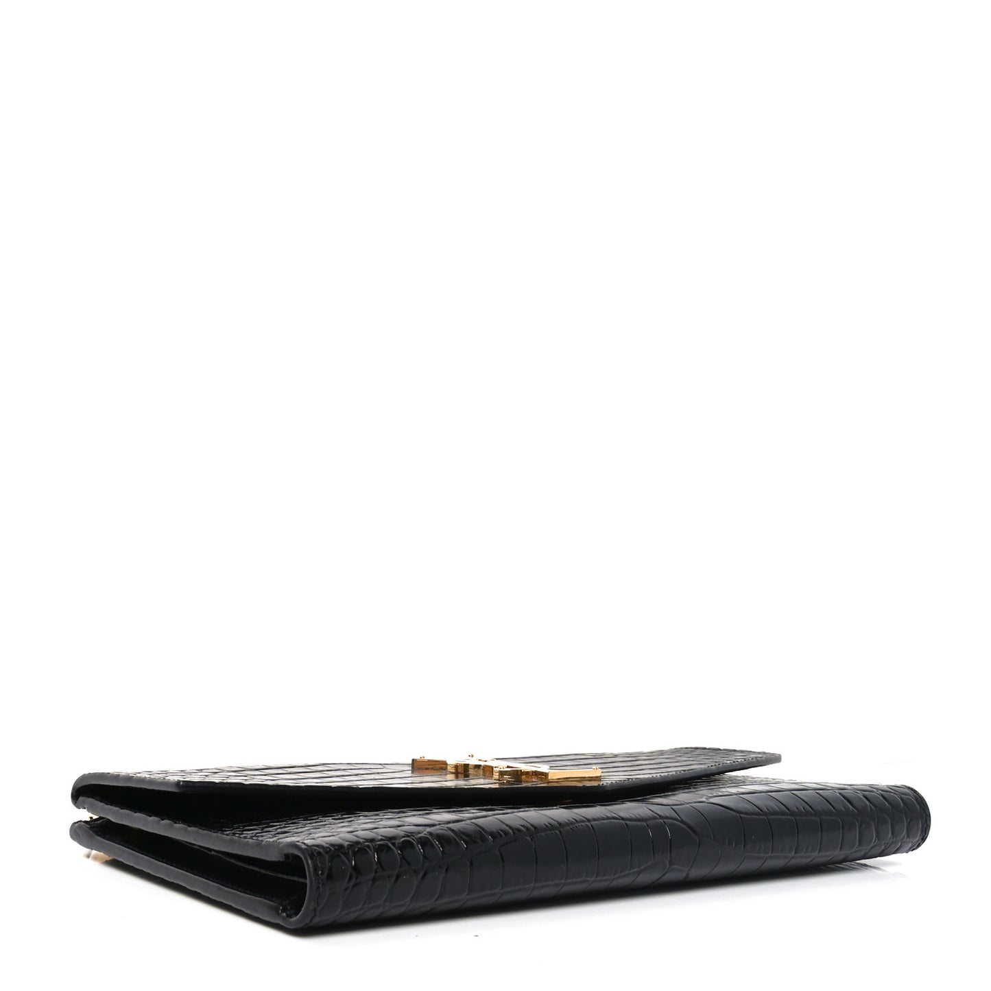 Calfskin Crocodile Embossed Monogram Uptown Wallet Black