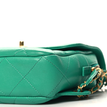 Chanel Lambskin Quilted Chain CC Backpack Green 10 of 10