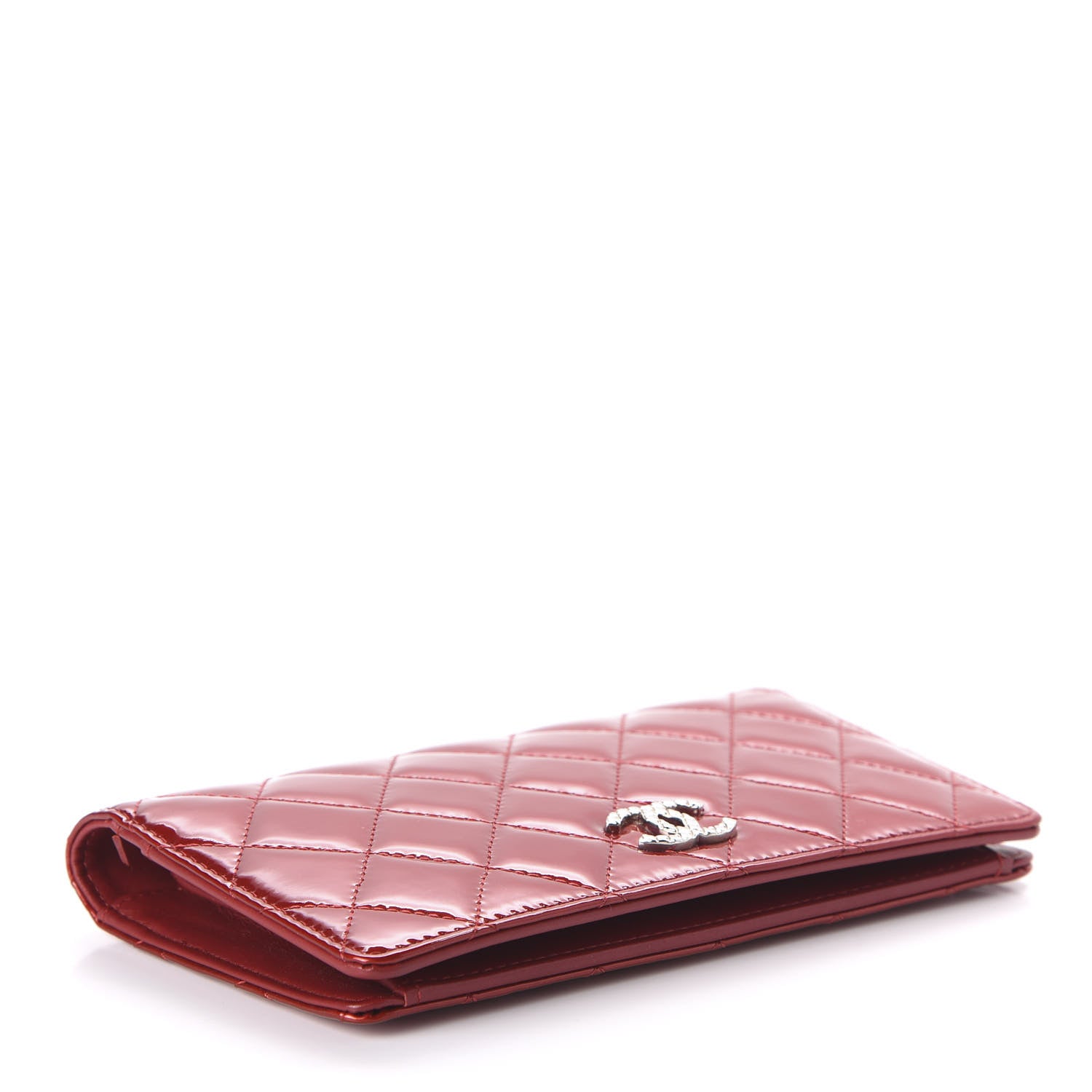 Chanel Patent Quilted Brilliant Yen Wallet Red 4 of 10