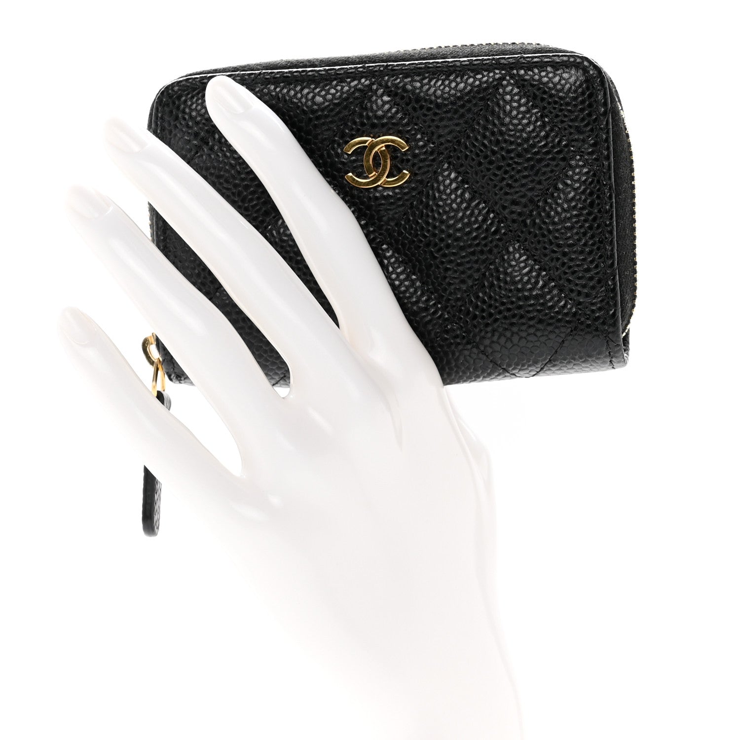 Chanel Caviar Quilted Zip Coin Purse Black 3 of 7