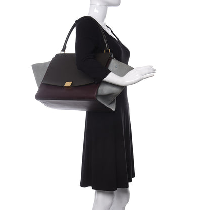 Celine Smooth Calfskin Suede Large Tri-Color Trapeze Dark Grey 2 of 23