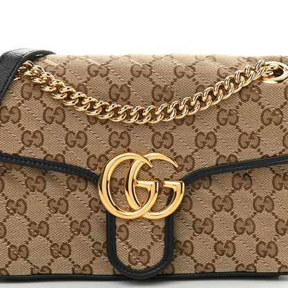 Gucci Monogram Matelasse Diagonal Small GG Marmont Shoulder Bag Beige Black 8 of 10