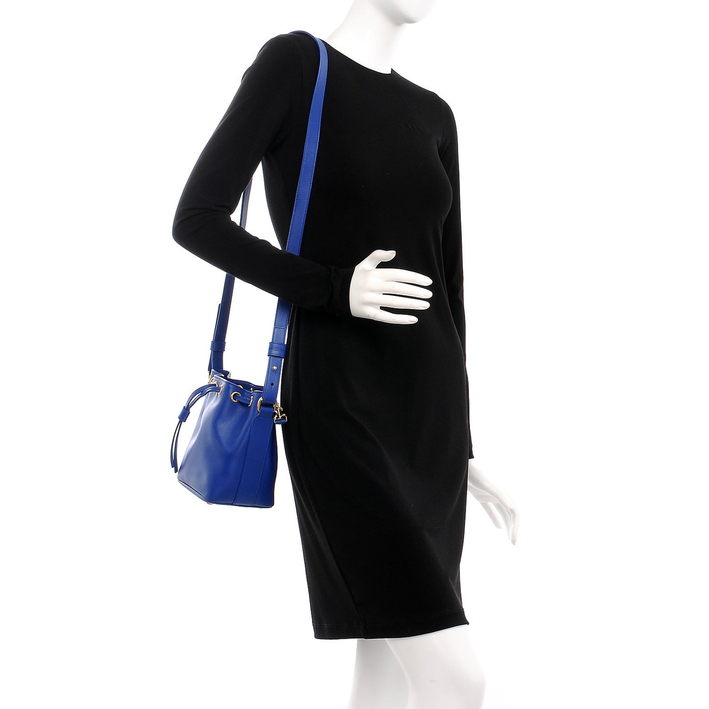 Calfskin Small Emmanuelle Bucket Bag Blue Marjorelle