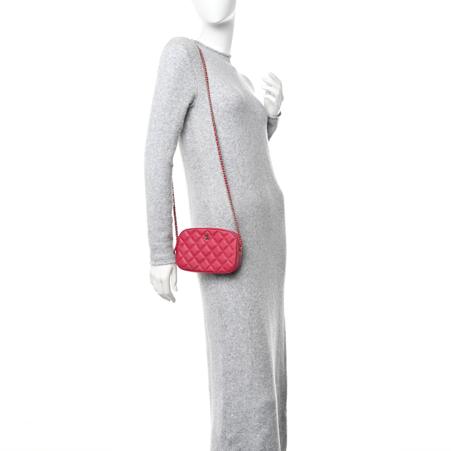 Chanel Caviar Quilted Camera Case Dark Pink 2 of 11