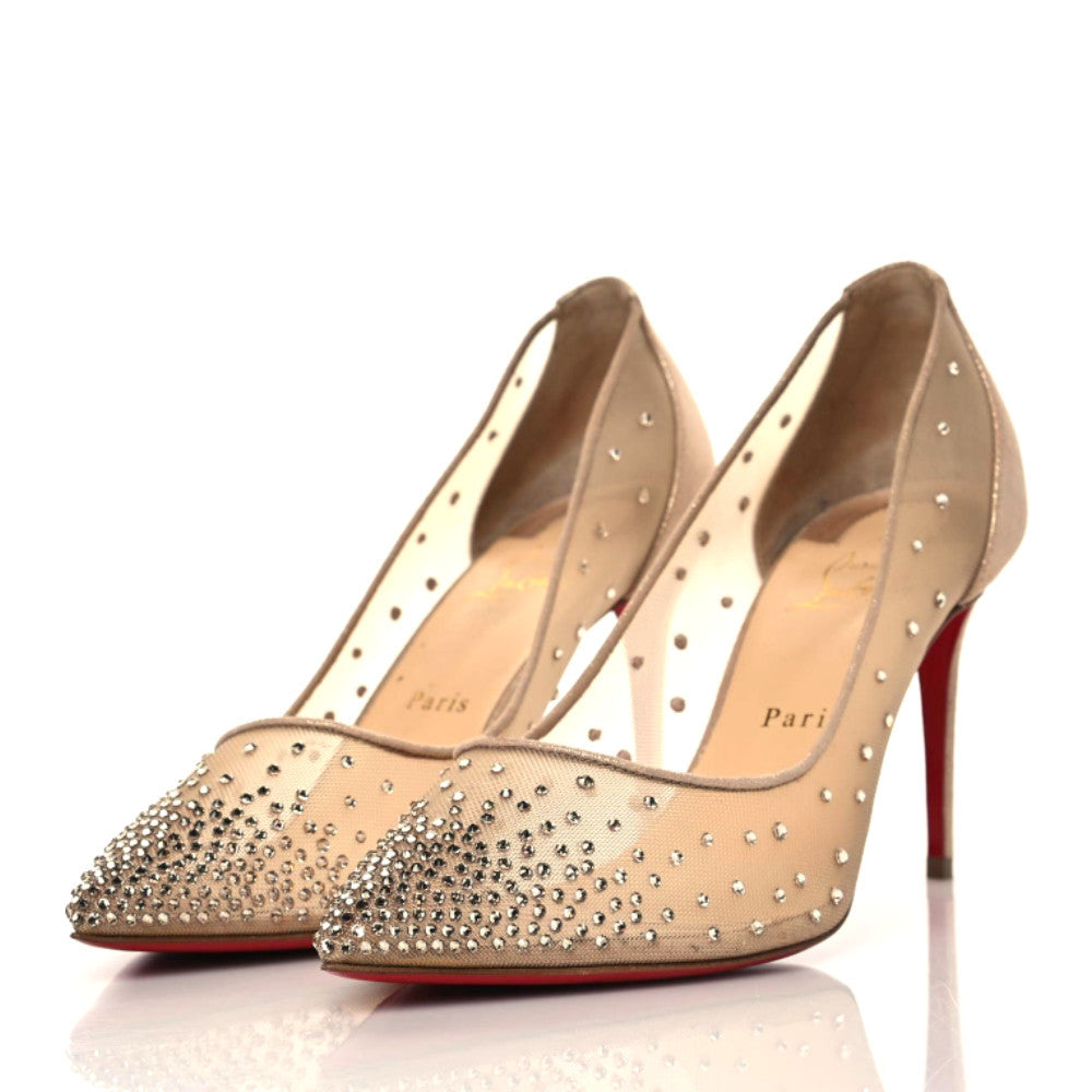 Suede Lame Crystal Strass Follies 85 Pumps 41 Light Silk
