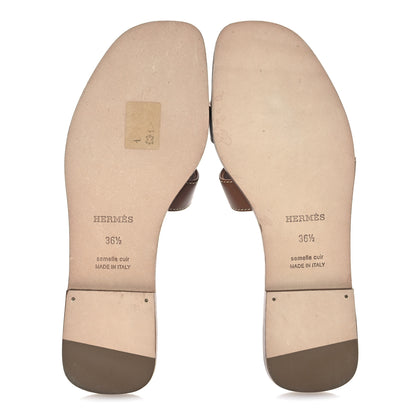 Hermes Box Calfskin Oran Sandals 36.5 Gold 7 of 11
