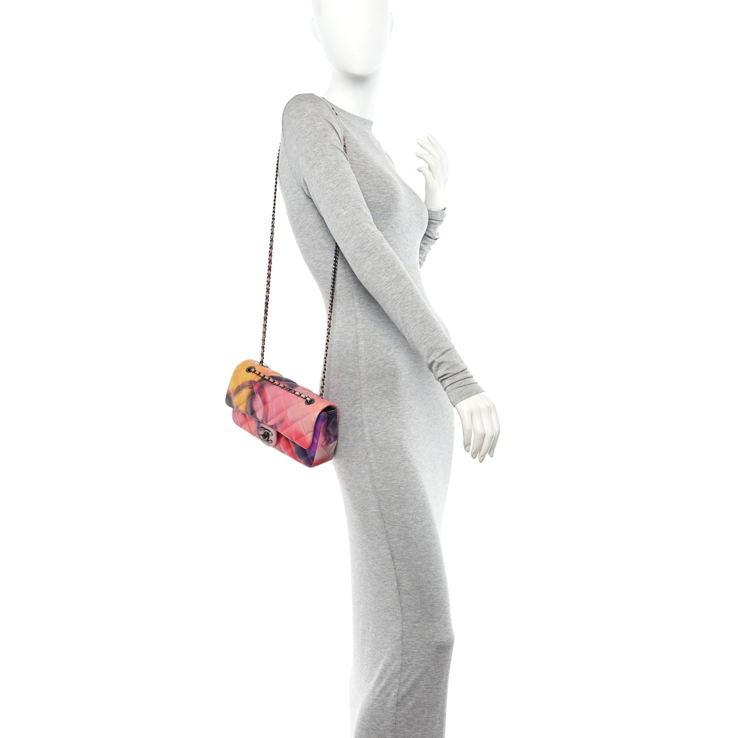 Chanel Printed Lambskin Quilted Small Flower Power Flap Ecru Orange Red Purple 2 of 11