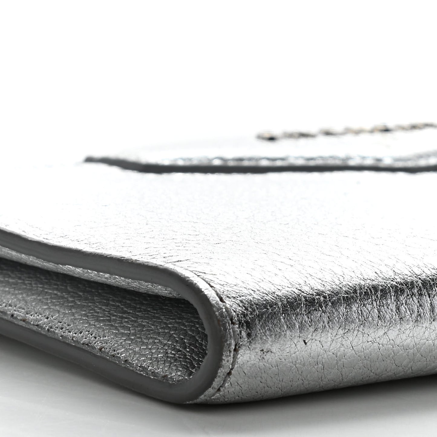 Metallic Calfskin Iconic Pouch Crossbody Black Silver