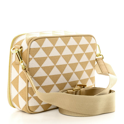 Prada Jacquard Saffiano Triangolo Symbole Embroidered Medium Shoulder Bag Corda Talco 3 of 10